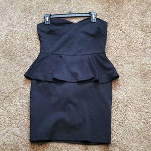 Peplum LBD-Little Black Strapless Mini Dress, Sz. LRG